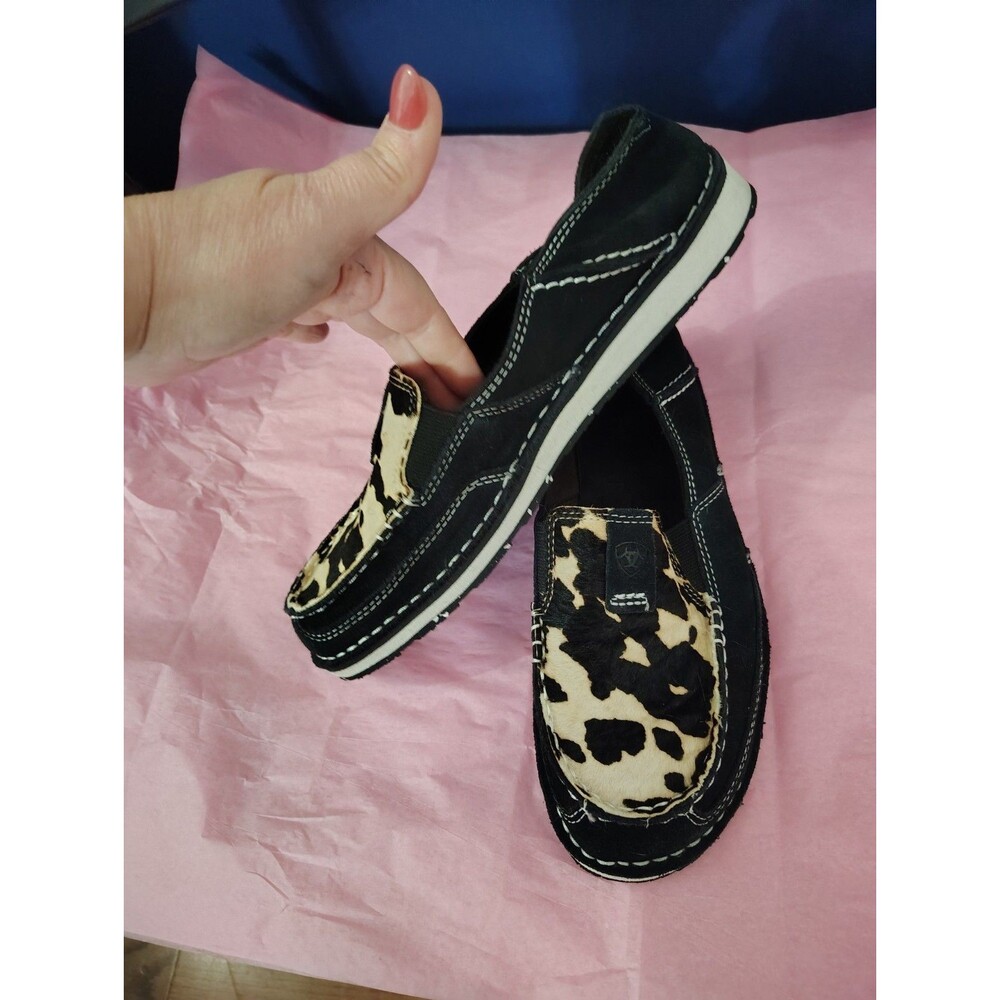 Ariat Cruiser Suede Black & White Hair On Shoes Womens Size 9 - Picture 6 of 8